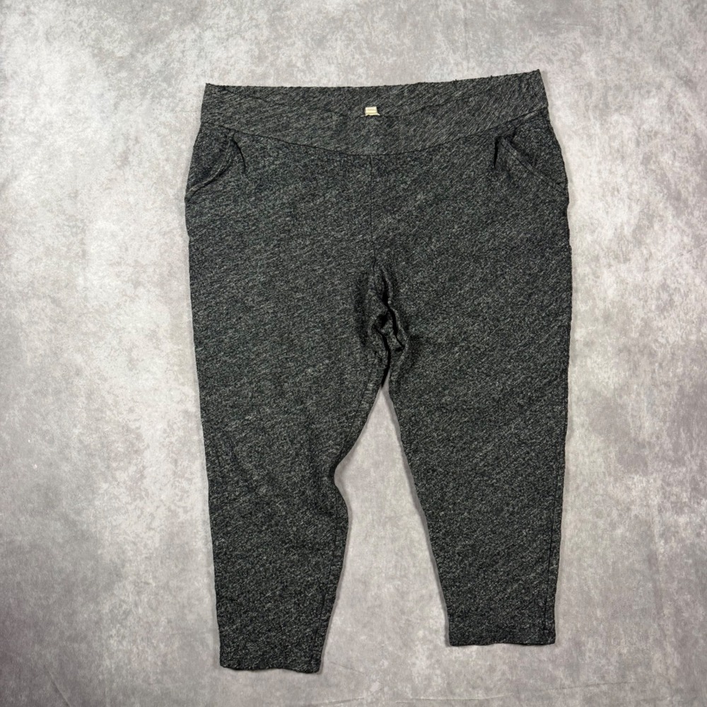 Eileen Fisher Organic Cotton Virgin Wool Blend Cropped Pants Grey Marl Large